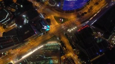 Singapur şehir trafiği hava Panorama 4k görüntüleri üzerinde gün zaman uçuş