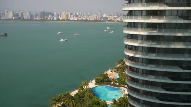 Sanya Hainan Septiembre 2018 Panorama Del Paisaje Marino Aéreo Sanya — Vídeos de Stock