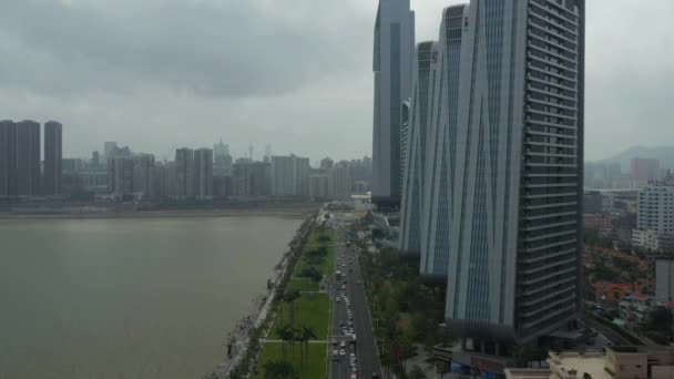 Macau Fevereiro 2019 Macau Cityscape Downtown Riverside Aerial Panorama Circa — Vídeo de Stock