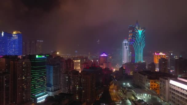 Macau Febbraio 2019 Paesaggio Urbano Macao Panorama Aereo Lungo Fiume — Video Stock