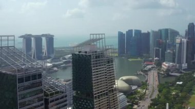 Singapur hava topdown Cityscape Panorama 4k görüntüleri