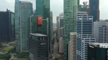 Singapur hava topdown Cityscape Panorama 4k görüntüleri