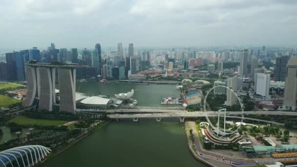 Singapur Singapur Květen 2019 Pohled Singapur Centru Vzdušný Večer Nahoře — Stock video
