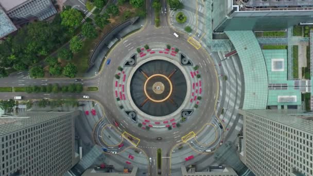 シンガポール市の交通空中パノラマ4K映像上の昼間の飛行 — ストック動画
