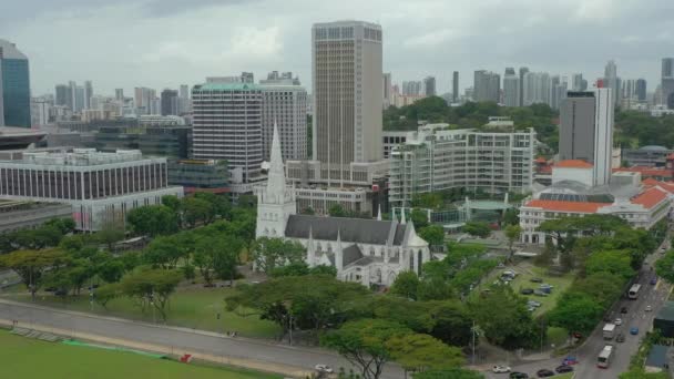 新加坡 新加坡 2019年5月 横跨滨海湾的新加坡市中心的全景日间镜头视图 — 图库视频影像
