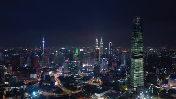 Kuala Lumpur Malasia Junio 2019 Noche Kuala Lumpur Panorama Aéreo — Vídeos de Stock