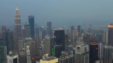 KUALA LUMPUR, MALAYSIA - JUNE 25 2018: Kuala lumpur downtown evening aerial panorama 4k circa september 25 2018 kuala lumpur, malaysia.
