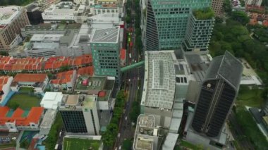 Singapur, Singapur - Mayıs 2019: Marina Körfezi'nde Singapur şehir merkezinde panoramik gündüz görüntüleri görünümü