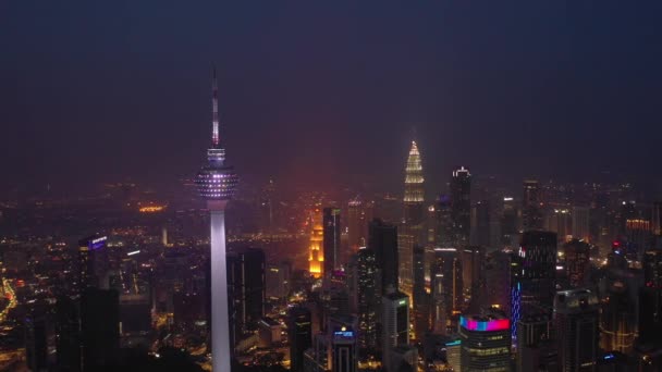 Kuala Lumpur Malaysia June 2019 Night Time Kuala Lumpur Downtown — Stok video