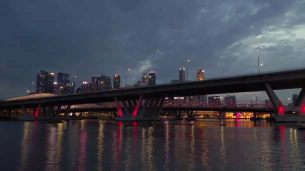 Singapore Februari 2019 Dag Tid Singapore City Marina Bay Berömda — Stockvideo