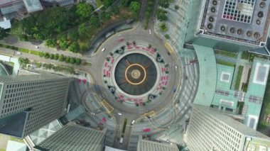 Singapur şehir trafiği hava Panorama 4k görüntüleri üzerinde gün zaman uçuş