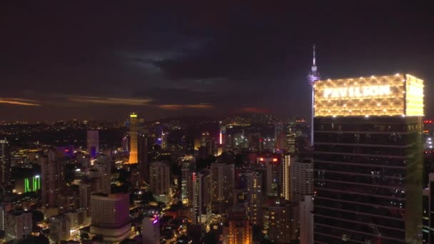 Kuala Lumpur Malaysia Giugno 2019 Kuala Lumpur Notturna Panorama Aereo — Video Stock