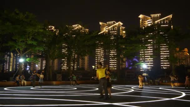 China Sanya October 2019 Night Time Illuminated Sanya City Crowded — Stock Video