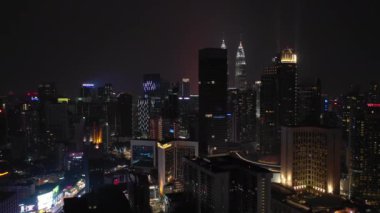 KUALA LUMPUR, MALAYSIA - JUNE 25 2019: Night time kuala lumpur downtown aerial panorama 4k circa september 25 2018 kuala lumpur, malaysia.