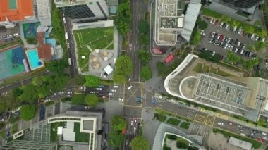 Singapur hava topdown Cityscape Panorama 4k görüntüleri