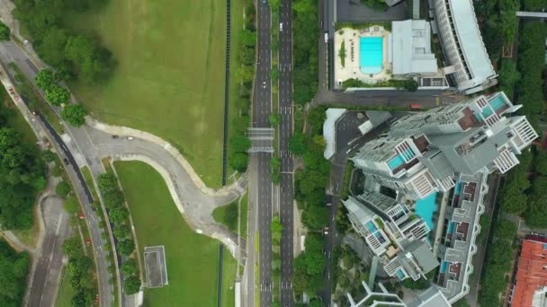 Dag Tid Flygning Över Singapore Stadstrafik Antenn Panorama Bilder — Stockvideo