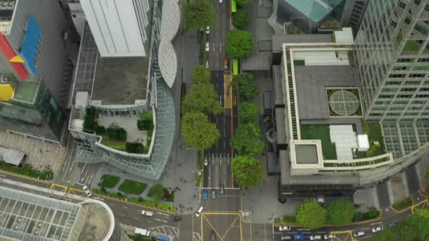 Volo Diurno Singapore Traffico Cittadino Panoramica Aerea Metraggio — Video Stock