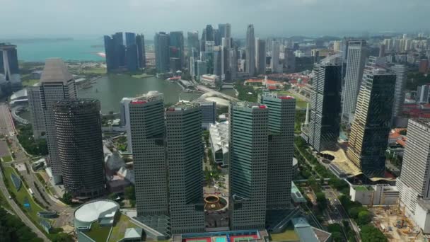 싱가포르 싱가포르 2019년 마리나 가로지르는 싱가포르 다운타운의 파노라마 — 비디오