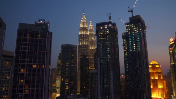 Kuala Lumpur Malaysia June 2018 Kuala Lumpur Downtown Illuminated Aerial — Stock Video