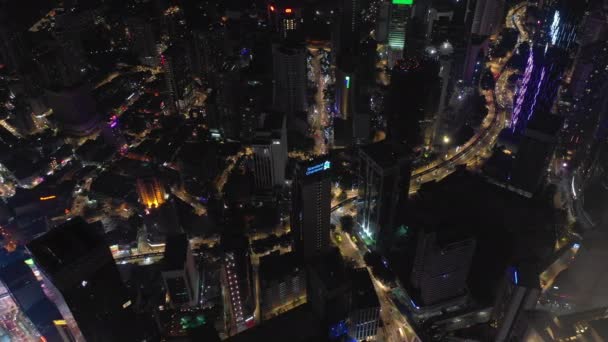 Let Noci Nad Osvětleným Singapurským Dopravním Letadlem Panorama — Stock video