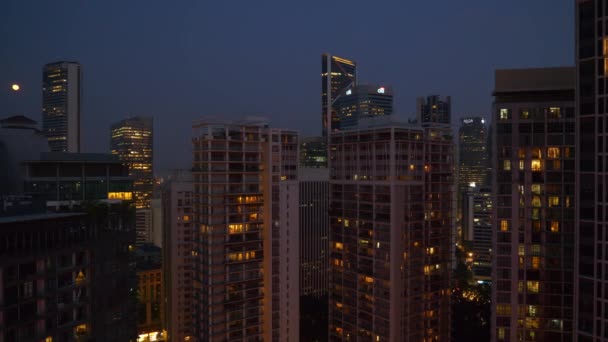 Kuala Lumpur Malaysia June 2018 Kuala Lumpur Downtown Illuminated Aerial — Stock Video