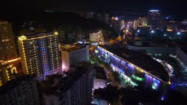 gece saat aydınlatma hainan Adası sanya defne hava panorama 4k Çin