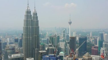 kuala lumpur Klcc park balina gölet şehir Panoraması 4 k zaman sukut malaisia