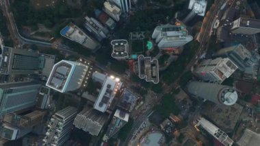 Singapur şehir trafiği hava Panorama 4k görüntüleri üzerinde gün zaman uçuş