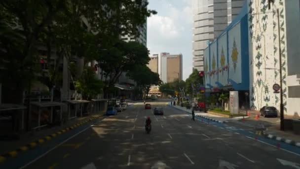 吉隆坡 马来西亚 2018年9月25日 白天吉隆坡市中心交通街十字路口地铁线全景4K马来西亚 — 图库视频影像