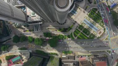 Singapur şehir trafiği hava Panorama 4k görüntüleri üzerinde gün zaman uçuş