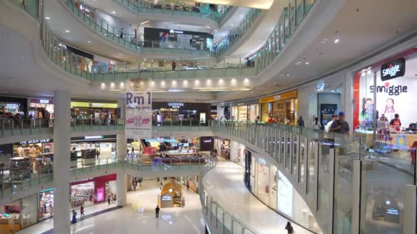 马来西亚吉隆坡 2018年1月 Kuala Lumpur City Famous Mall Main Hall Panorama — 图库视频影像
