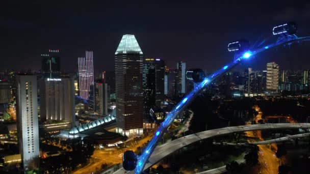 Bahía Marina de Singapur con noria — Vídeos de Stock