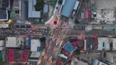 Singapur şehir trafiği hava Panorama 4k görüntüleri üzerinde gün zaman uçuş