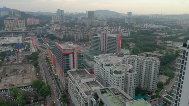 Денний Час Польоту Над Сінгапуром Міський Трафік Повітряна Панорама Кадри — стокове відео