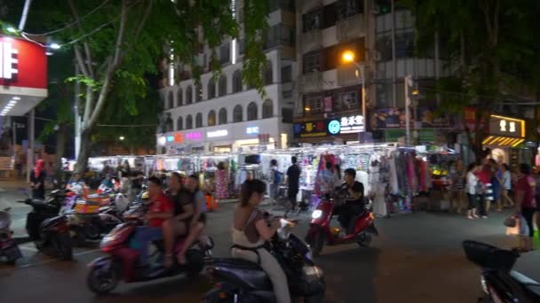 Sanya China Oktober 2018 Nacht Sanya Stad Verkeer Straat Panorama — Stockvideo