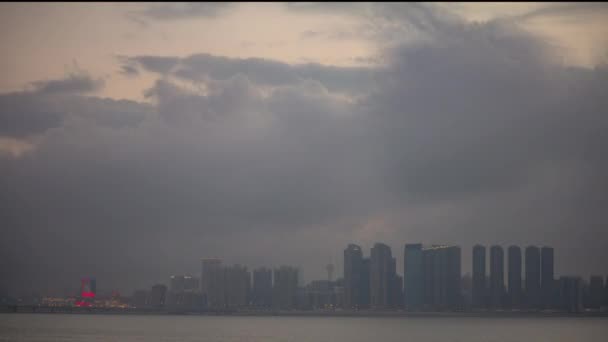 Evening Macau Taipa Island Seascape Panorama Timelapse Footage China — ストック動画