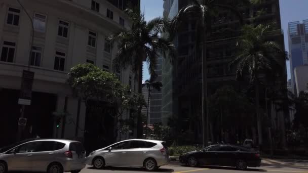 Volo Diurno Sulla Città Singapore Panoramica Aerea Metraggio — Video Stock