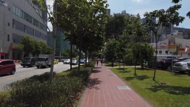 新加坡城市空中全景 镜头的日飞行 — 图库视频影像