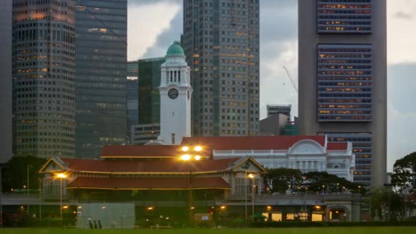 Сингапурская Панорама Города Сверху Вниз Воздуху Хронометраж — стоковое видео