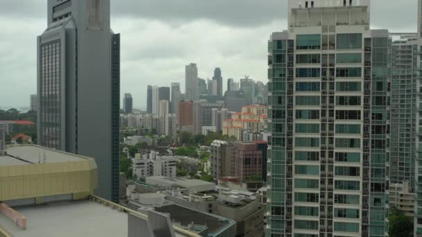 Singapur Şehir Havadan Panorama Görüntüleri Üzerinde Gündüz Uçuş — Stok video