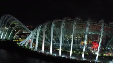 Singapur - 18 Haziran 2019: Bay 4k görüntüleri tarafından Gardens Cloud Forest & Flower Dome günü görünümü