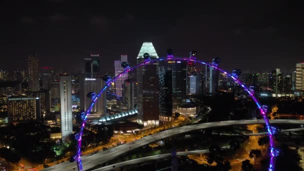 Bahía Marina de Singapur con noria — Vídeos de Stock