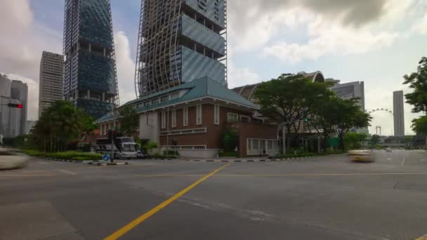 Singapore Februari 2019 Dag Tijd Singapore City Marina Bay Verkeer — Stockvideo