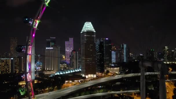 Singapore Marina Bay mit Riesenrad — Stockvideo