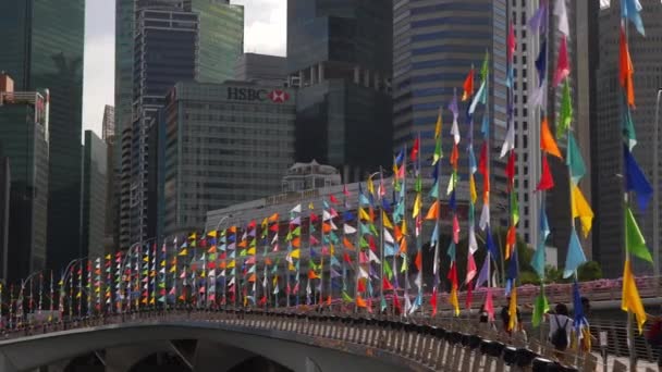 Сингапур Февраля 2019 Года Дневная Сингапорская Городская Воздушная Панорама Около — стоковое видео