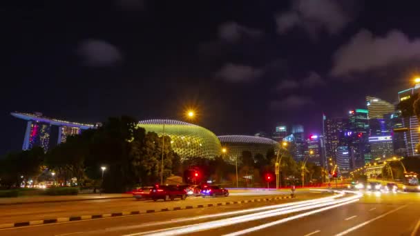 Singapur Únor 2019 Den Singapur Město Marina Zátoka Dopravní Vzdušný — Stock video