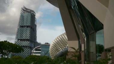 Singapur - 4 Şubat 2019: Gündüz vakti Singapur City Havacılık Panorama 4k dolaylarında 4 Şubat 2019.