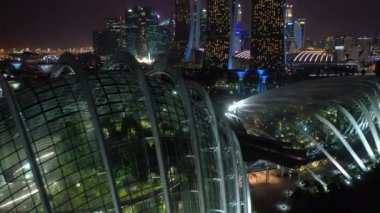 Singapur - 18 Haziran 2019: Bay 4k görüntüleri tarafından Gardens Cloud Forest & Flower Dome günü görünümü