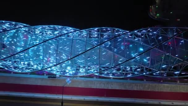 Čína Sanya Října 2019 Noční Osvětlení Sanya Město Řeky Dopravní — Stock video