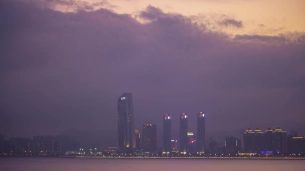 Macau Ilha Iluminada Paisagem Urbana Panorama Noite Timelapse Imagens China — Vídeo de Stock